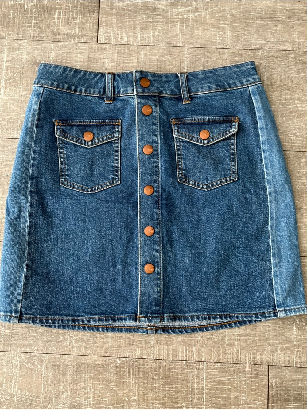 Madewell Blue Denim Button-Front Mini Skirt